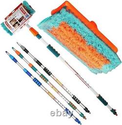 3m 9ft Brosse télescopique en aluminium pour fenêtres de voiture et de camion avec raclette et manche extensible - Neuf