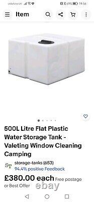 500l Litre Plat Réservoir De Stockage D'eau En Plastique Valeting Fenêtre De Nettoyage Camping
