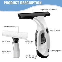 Aspirateur de fenêtre sans fil rechargeable 28 cm avec raclette et réservoir d'eau de 150 ml