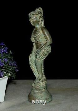 Brass Antique Lady Holy Ganga Sculpture Water Feature Girl Pool Side Statue Hk28