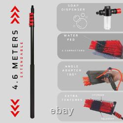 Brosse à eau télescopique avec distributeur de savon pour panneaux solaires, voitures et fenêtres