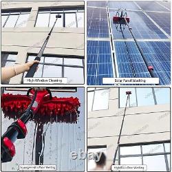 Brosse à fenêtre à perche alimentée en eau de 20 pieds avec kit de raclette outil de nettoyage de fenêtres à grande portée 6 Me