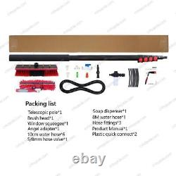 Brosse à fenêtre à perche alimentée en eau de 20 pieds avec kit de raclette outil de nettoyage de fenêtres à grande portée 6 Me