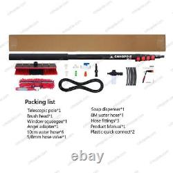 Brosse à fenêtre à perche alimentée en eau de 20 pieds avec kit de raclette outil de nettoyage de fenêtres à grande portée 6 Me