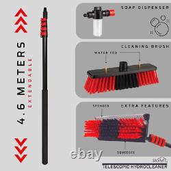 Brosse de Nettoyage Télescopique STARLYF, Fonctionnement à l'Eau, Distribueur de Savon, Kit de Nettoyage