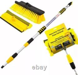 Brosse de lavage de voiture télescopique en aluminium de 9,8 pieds, 3 m, alimentée en eau, extensible, avec raclette pour vitres