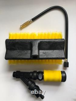 Brosse de nettoyage de fenêtres et de gouttières de 4 m avec embout de jet de gouttière et distributeur de savon