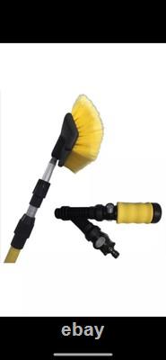 Brosse de nettoyage de fenêtres et de gouttières de 4 m avec embout de jet de gouttière et distributeur de savon