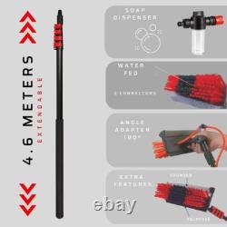 Brosse de nettoyage, hydro nettoyeur télescopique, jusqu'à 4,6 m, alimenté par l'eau