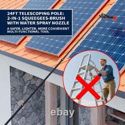 Brosse de nettoyage pour panneaux solaires de 18 pieds, outil professionnel de lavage de vitres, perche alimentée en eau