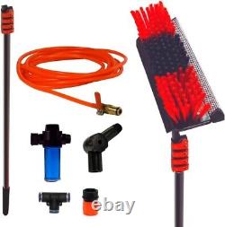 Brosse de nettoyage télescopique, alimentée à l'eau, avec distributeur de savon, nettoyage des panneaux solaires