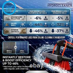 Brosse de nettoyage télescopique, alimentée par l’eau, avec distributeur de savon, pour le nettoyage des panneaux solaires