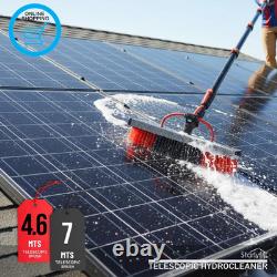 Brosse de nettoyage télescopique, alimentée par l’eau, avec distributeur de savon, pour le nettoyage des panneaux solaires