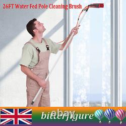 Brosse de nettoyage télescopique de 26 pieds pour fenêtres et panneaux solaires, avec alimentation en eau