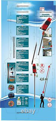 Brosse de nettoyage télescopique, hydro nettoyeur télescopique, jusqu'à 4,6 m, alimenté par l'eau