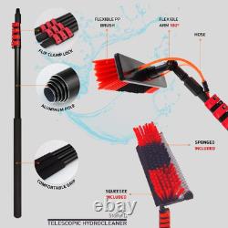 Brosse de nettoyage télescopique, hydro nettoyeur télescopique, jusqu'à 7 m, alimenté par l'eau