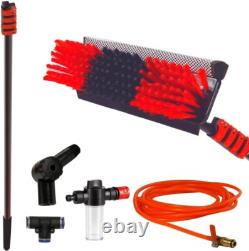Brosse de nettoyage télescopique jusqu'à 4,6 m, distributeur de savon à eau, panneaux solaires