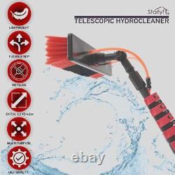 Brosse de nettoyage télescopique jusqu'à 4,6 m, distributeur de savon à eau, panneaux solaires