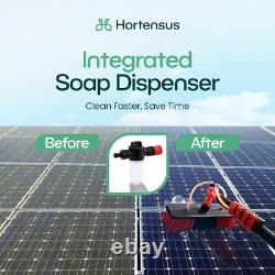 Brosse télescopique de 4,6 m, perche de nettoyage extensible alimentée en eau avec angle ajustable