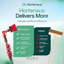 Brosse télescopique de 4,6 m, perche de nettoyage extensible alimentée en eau avec angle ajustable