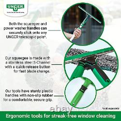 Ensemble professionnel UNGER pour le nettoyage des vitres : Manche de laveur de vitres à haute pression, Raclette ErgoTec, 18L.