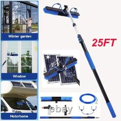 Kit d'outils de nettoyage de fenêtres avec perche alimentée par l'eau de 25 pieds et brosse extensible