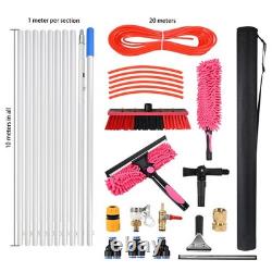 Kit de Brosse de Nettoyage 10M avec Pôle Télescopique pour Fenêtres et Panneaux Solaires Extensible