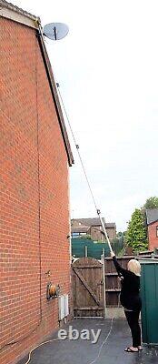 Kit de Nettoyage de Fenêtres avec Pôle Télescopique et Brosse Alimentée par Tuyau d'Eau de 17ft-20ft-24ft