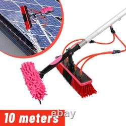 Kit de Perche Alimentée par Eau de 10 m pour Nettoyage de Fenêtres avec Panneaux Solaires et Manche Télescopique