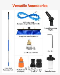Kit de Pôle Alimenté par Eau VEVOR 11m pour Nettoyage de Panneaux Solaires avec Manche Télescopique