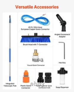 Kit de Pôle Alimenté par Eau VEVOR 9m pour le Nettoyage de Panneaux Solaires avec Manche Télescopique