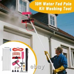 Kit de Pôle Alimenté par Eau de 10m pour Nettoyage de Fenêtres avec Panneau Solaire et Poignée Télescopique
