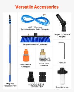 Kit de Pôle Alimenté par l'Eau VEVOR 6m pour le Nettoyage de Panneaux Solaires avec Poignée Ajustable