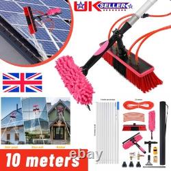Kit de Poteau Alimenté par Eau 10m Poteau de Nettoyage de Fenêtres avec Panneau Solaire et Poignée Télescopique