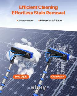 Kit de Poteau Alimenté par Eau VEVOR 7,3 m Poteau de Nettoyage de Panneaux Solaires avec Poignée Rétractable
