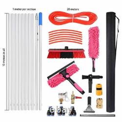 Kit de Poteau à Eau de 10 m pour Nettoyage de Fenêtres avec Panneaux Solaires et Poignée Télescopique