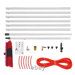 Kit de brosse de nettoyage alimentée par l'eau pour perche de nettoyage télescopique de 26 pieds pour fenêtres et panneaux solaires