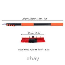 Kit de brosse de nettoyage pour panneaux solaires avec perche télescopique de 12 pieds et distributeur de savon alimenté en eau