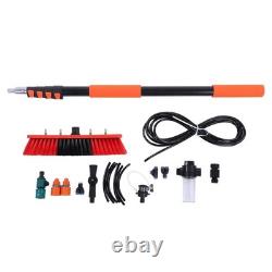 Kit de brosse de nettoyage pour panneaux solaires avec perche télescopique de 12 pieds et distributeur de savon alimenté en eau