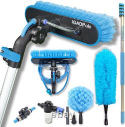 Kit de lavage IGADPole 17 pieds (5 m) avec brosse alimentée en eau, distributeur de savon et robinet de tuyau