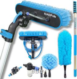Kit de lavage IGADPole 24 pieds (7 m) avec brosse alimentée en eau, distributeur de savon et robinet de tuyau