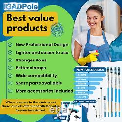 Kit de lavage avec brosse alimentée par l'eau de 17 pieds (5 m), duster à toiles d'araignée et raclette de 10 pouces (25 cm)