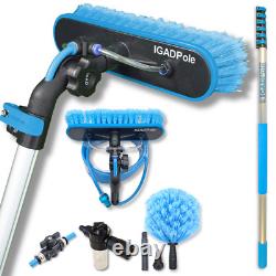 Kit de lavage de 6 m (20 pi) avec brosse alimentée en eau, dépoussiéreur à toiles d'araignées, distributeur de savon