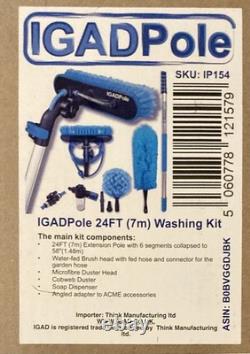 Kit de lavage de 7 m (24 pi) avec brosse alimentée en eau, plumeau, raclette, distributeur de savon