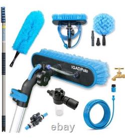 Kit de lavage de 7 m (24 pieds) avec brosse alimentée en eau, plumeau à toiles d’araignée, distributeur de savon, NEUF