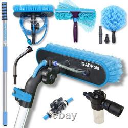 Kit de lavage de 8,6 m (28 ft) avec brosse alimentée en eau, épousseteur à toiles d'araignées, distributeur de savon pour raclette