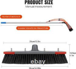 Kit de nettoyage complet avec brosse télescopique alimentée en eau, réglable sur 7 m, avec rotation à 180°