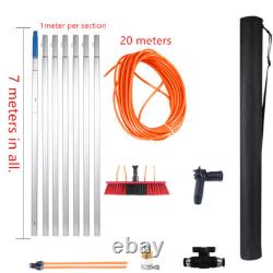 Kit de nettoyage de fenêtres avec brosse alimentée en eau et poteau télescopique ajustable de 7M/9M pour panneaux solaires