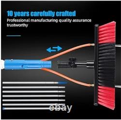Kit de nettoyage de fenêtres avec perche télescopique extensible de 8 m (26 ft), équipée d'une brosse alimentée en eau.