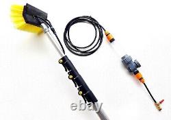 Kit de nettoyage de fenêtres avec pôle de 4 mètres, équipement de nettoyage de fenêtres alimenté par tuyau, brosse télescopique.